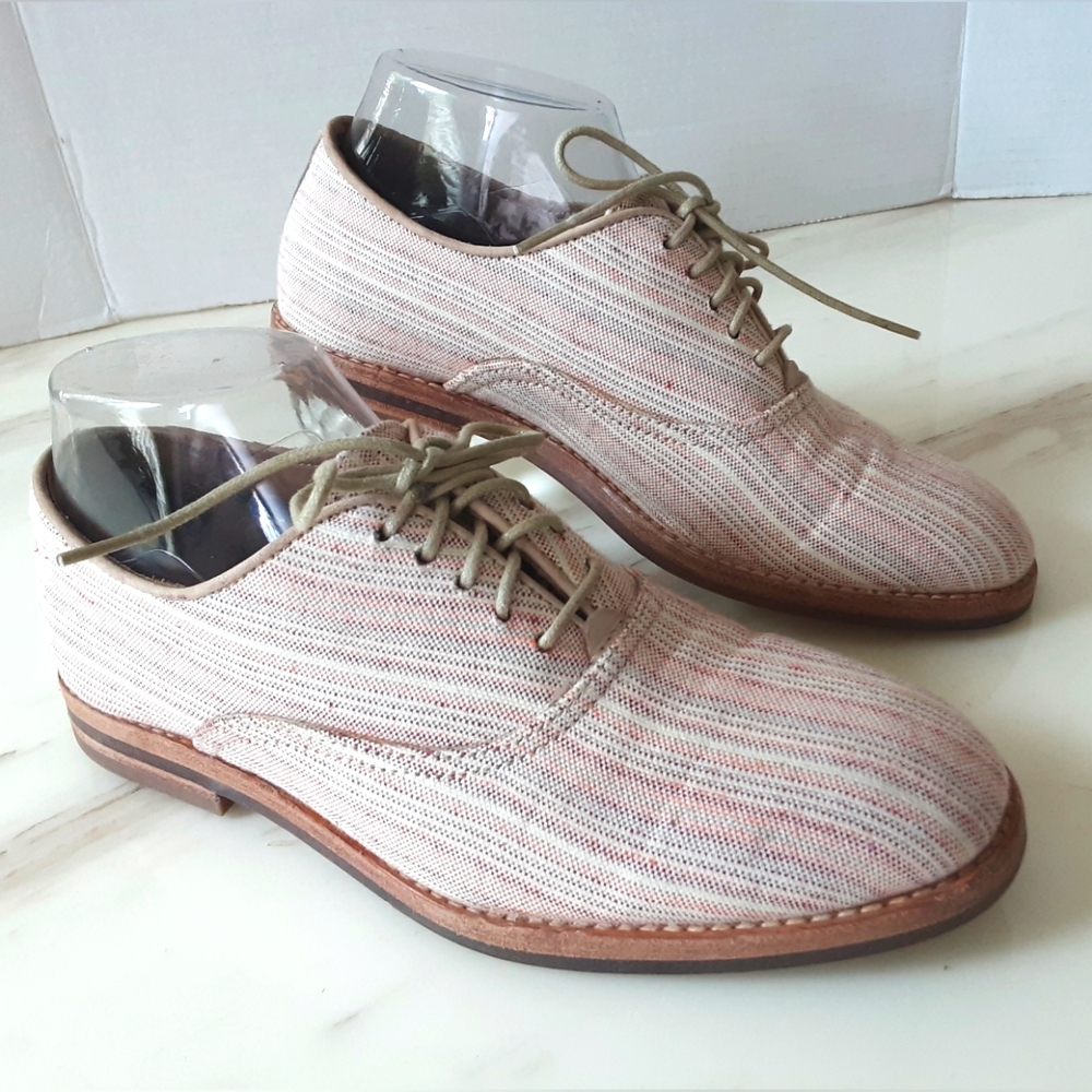 H by HUDSON ENGLAND Pastel Stripe Textile Leather Lace-Up Oxford Shoes Sz 38 (7)
